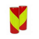 Páska reflexní samolepící červeno žluté pravé šrafování, šířka 28 cm, balení 9 m, reflexní třída 3