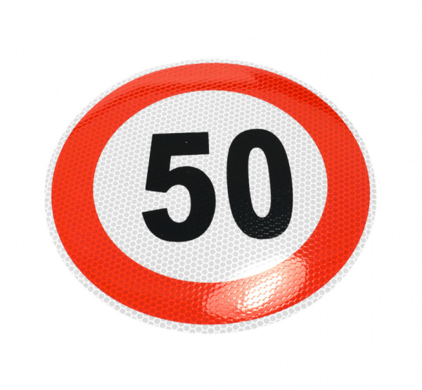 Samolepka rychlosti 50 km reflexní (průměr 200mm)