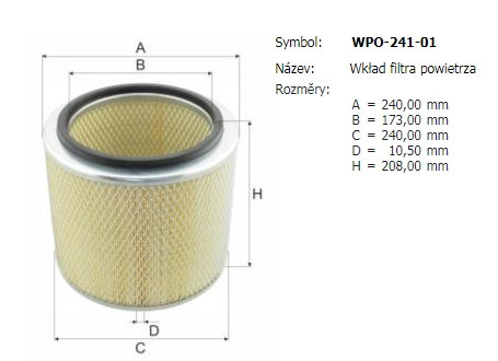 Filtr vzduchový WPO-241-01