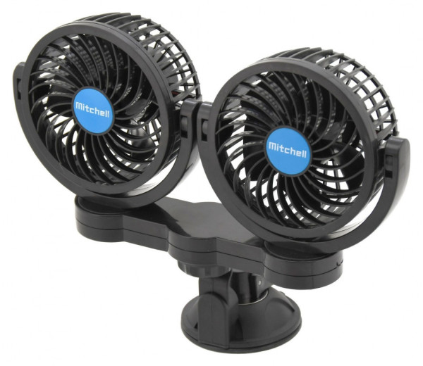 Ventilátor Mitchell DUO 2x108mm, 12V na přísavku