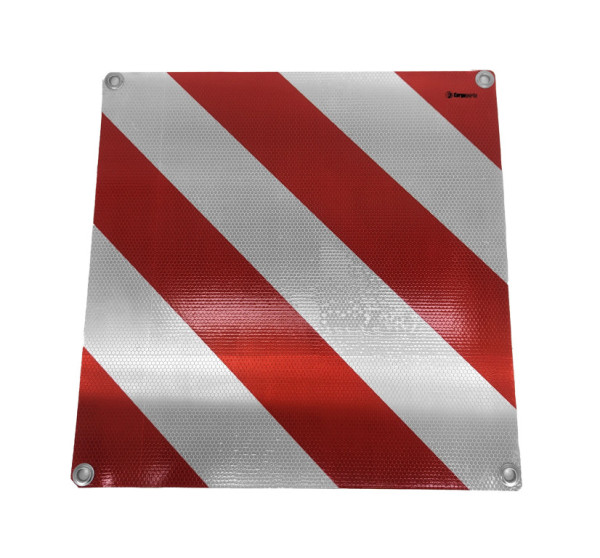 Tabule reflexní červeno bílá pro nadměrný náklad (500x500 mm), reflexní třída 2, pozink, 4 oka k uchycení