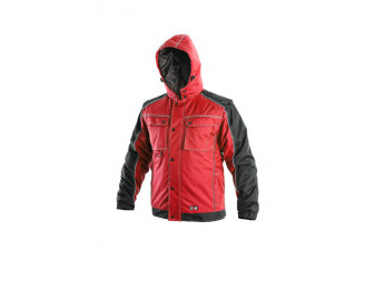 Bunda pánská zateplená CXS-IRVINE s odepínatelnými rukávy a kapucí, červeno-černá, vel. L