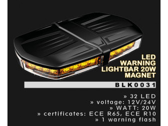 Svítilna majáková LED výstražná 12V/24V 23W R10 R65 magnetická