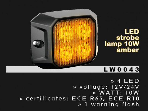 Svítilna výstražná 12V/24V 4 LED 10W W R10 R65