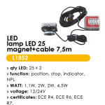 Svítilna zadní set LED 25 magnetická s kabelem 7.5m