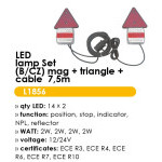 Svítilna zadní set 14 LED magnetická s kabelem 7.5m a trojúhelníkem