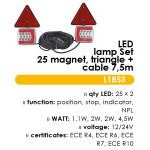 Svítilna zadní set 25 LED magnetická s kabelem 7.5m a trojúhelníkem