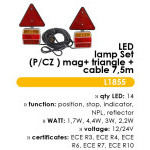 Svítilna zadní set 14 LED magnetická s kabelem 7.5m a trojúhelníkem