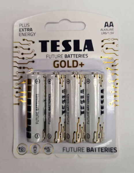 Baterie AA 1,5V alkalická TESLA GOLD - balení 4kusů
