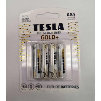 Baterie AAA GOLD 1,5V alkalická TESLA - balení 4 kusů