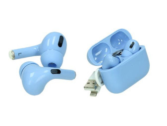 Bluetooth sluchátka bezdrátová modrá - dosah 10m, až 3h poslechu