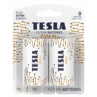Baterie D GOLD 1,5V alkalická TESLA - balení 2 kusů