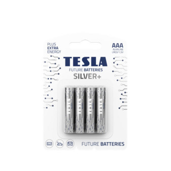 Baterie AAA SILVER 1,5V alkalická TESLA - balení 4 kusů