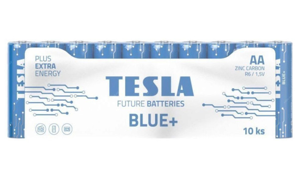 Baterie AA BLUE 1,5V zinko-uhlíkové TESLA - balení 10 kusů