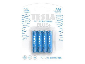 Baterie AAA BLUE 1,5V zinko-uhlíkové TESLA - balení 4 kusů