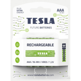 Baterie AAA NABÍJECÍ 1,2/800 mAh NI-MH TESLA - balení 4 kusů