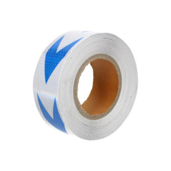 Páska reflexní lepící bílá 50mm/25m - modré šipky