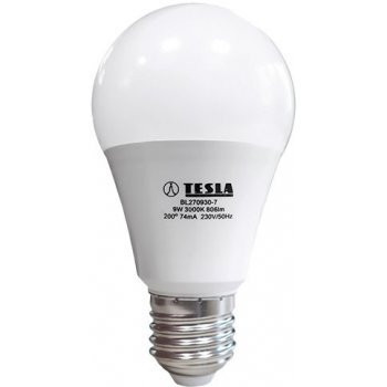 Žárovka TESLA bytová LED BULB, E27, 9W, 230V, 806lm, 25 000h, 3000K teplá bílá, 220st