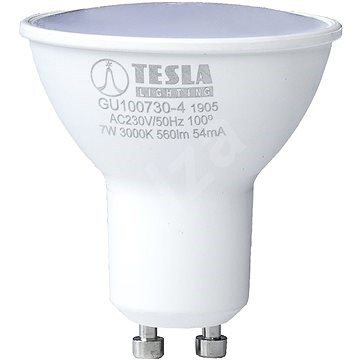 Žárovka TESLA bytová LED GU10, 7W, 230V, 560lm, 25 000h, 3000K teplá bílá, 100st