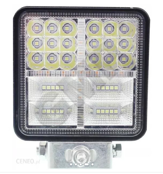 Svítilna pracovní 38 LED bílá + 16 LED žlutá, 10-30V, 38*3W, 108x108x37mm