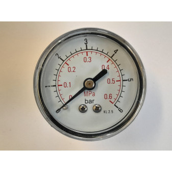 Manometr 1/4" 0-6 barů MZ 50mm, plast zadní