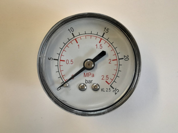Manometr 1/4" 0-25 barů MZ 50mm, plast zadní