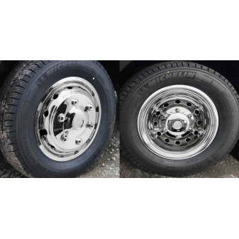 Sada nerezových poklic MAN TGE / VW Crafter 2018- 6-Stud PCD: 205mm 1 sada = 4 ks