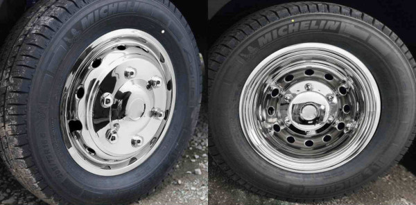 Sada nerezových poklic MAN TGE / VW Crafter 2018- 6-Stud PCD: 205mm 1 sada = 4 ks
