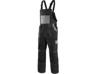 Kalhoty pánské montérkové s náprsenkou CXS-LUXY ROBIN, černo-šedé, vel. 60, CANIS