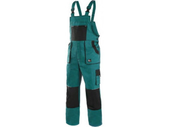 Kalhoty pánské montérkové s náprsenkou CXS-LUXY ROBIN, zeleno-černé, vel. 60, CANIS