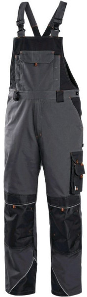 Kalhoty pánské montérkové s náprsenkou CXS-SIRIUS TRISTAN, šedo-oranžové, vel. 58, CANIS