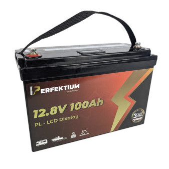 Akumulátor trakční PERFEKTIUM LiFePO4 12.8V/100Ah bez vyhřívací podložky Smart BMS and LCD Display 330x172x215mm