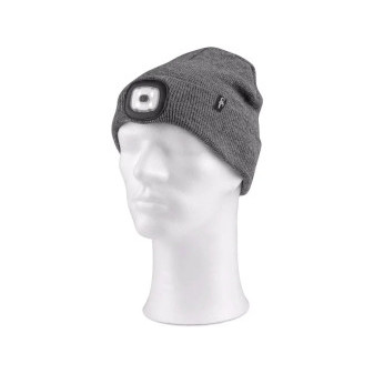 Čepice zimní šedá, TYNAN s  LED světlem