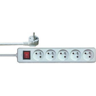 Kabel prodlužovací s vypínačem, 1,5m, 5x10A
