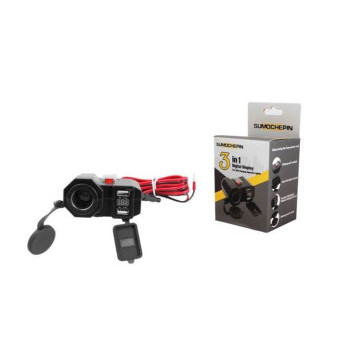 Zásuvka vodotěsná 12V, 2 x USB pro motocykl s vodotěsným spínačem