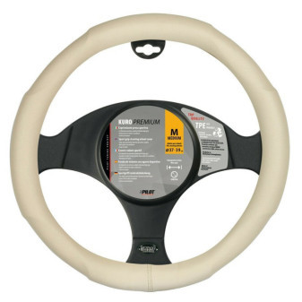 Potah volantu KURO PREMIUM, béžový, 37-39cm