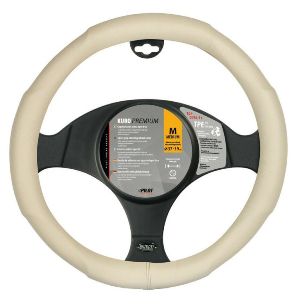 Potah volantu KURO PREMIUM, béžový, 37-39cm