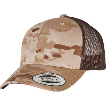 Čepice kšiltovka FLEXFIT Yupoong, Multicam, síťkovaná, savana - černá