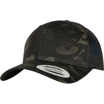 Čepice kšiltovka FLEXFIT Yupoong, Multicam, síťkovaná, maskáčovo černá