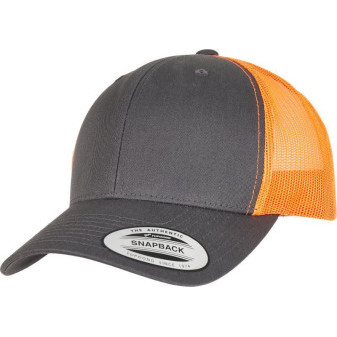 Čepice kšiltovka FLEXFIT Yupoong, Trucker, síťkovaná, šedo-oranžová
