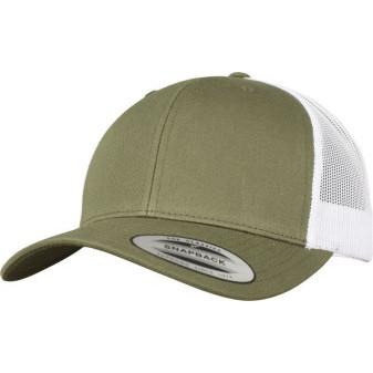 Čepice kšiltovka FLEXFIT Yupoong, Trucker, síťkovaná, buck, olivově-bílá