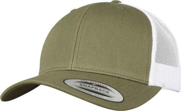 Čepice kšiltovka FLEXFIT Yupoong, Trucker, síťkovaná, buck, olivově-bílá