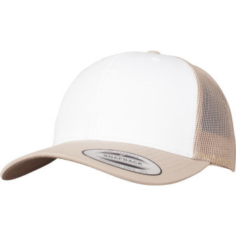 Čepice kšiltovka FLEXFIT Yupoong, Trucker, síťkovaná, bílá-khaki