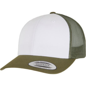 Čepice kšiltovka FLEXFIT Yupoong, Trucker, síťkovaná, bílo-olivová