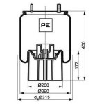 AIR SPRING 4157 N P10 WITH COVER AND PISTON