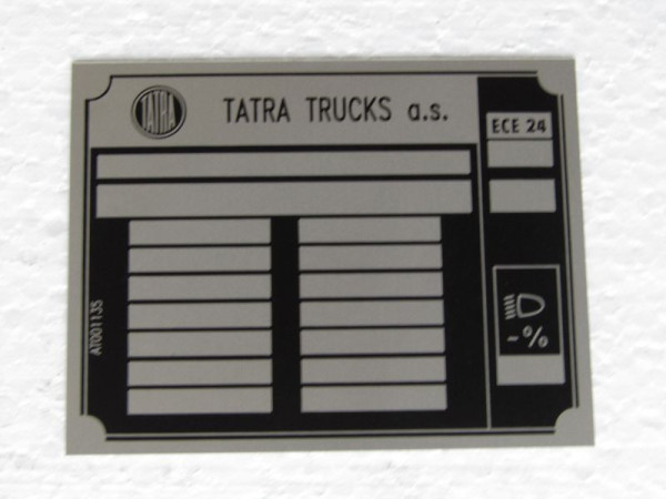 Štítek kovový výrobní M94 Tatra
