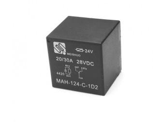 Relé přepínací s diodou, 24V, 20/30A, plast, 27,8x27,8mm, 28VDC