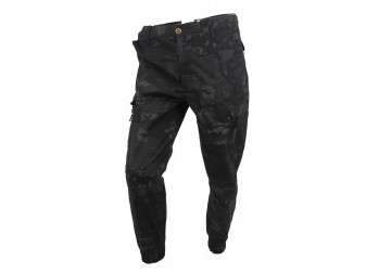 Kalhoty maskáčové elastické, black camo, XL, Smilodon