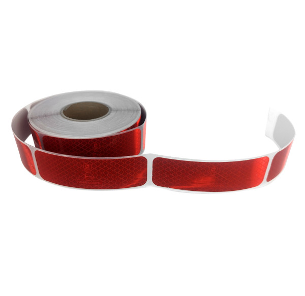 Páska reflexní samolepící červená pro cisterny, dělená, šířka 16 x 5cm, metráž