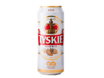 Tyskie gronie piwo 5.2%- plech - polské pivo - 0.5L